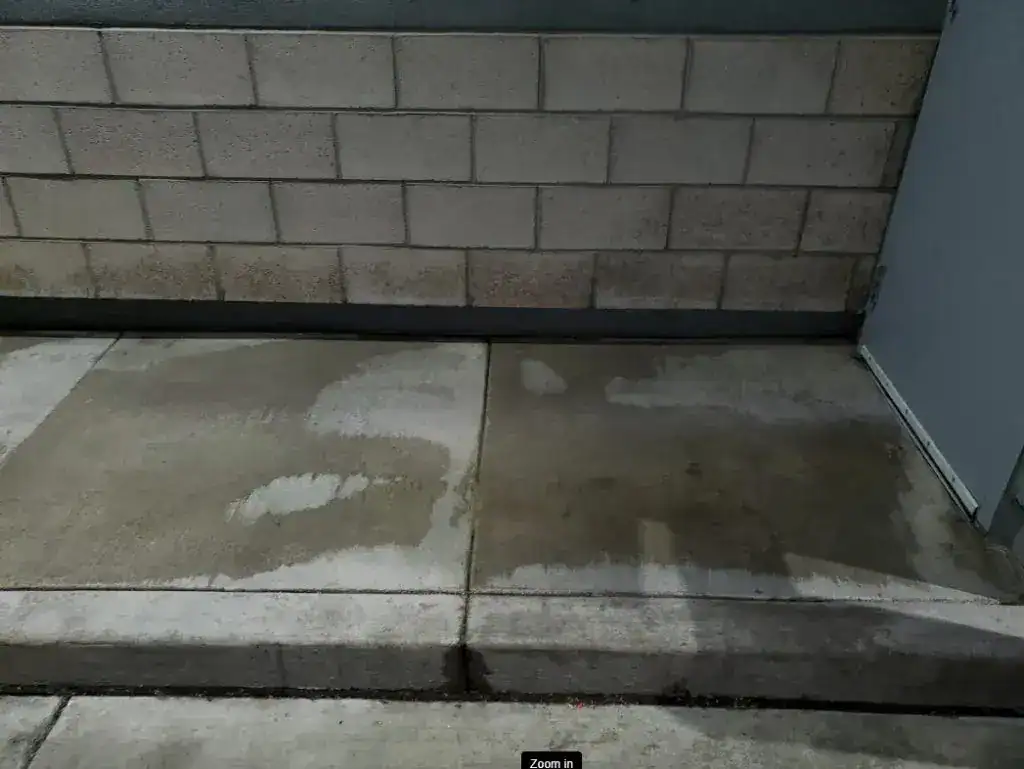 Commercial concrete after hot-water exterior cleaning by Clean Surface